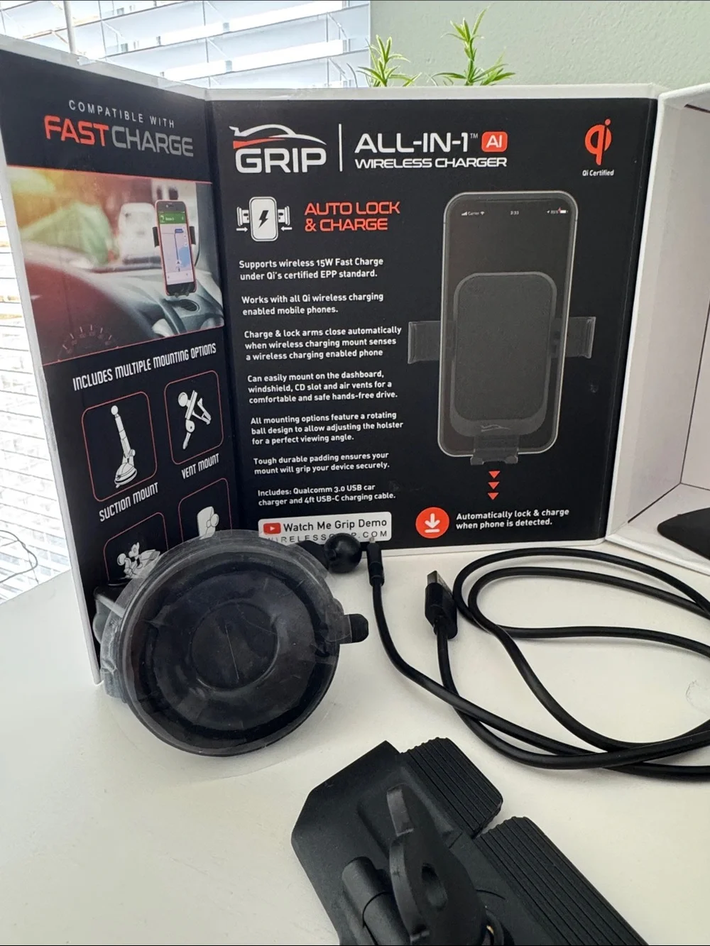 Grip All-In Wireless Car Charger 15W – Black